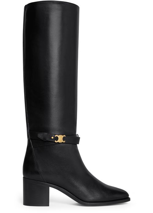 CELINE Celine Garance Triomphe strap high boot in calfskin