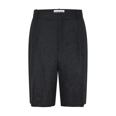 Loewe Anagram Wool Shorts In Grey