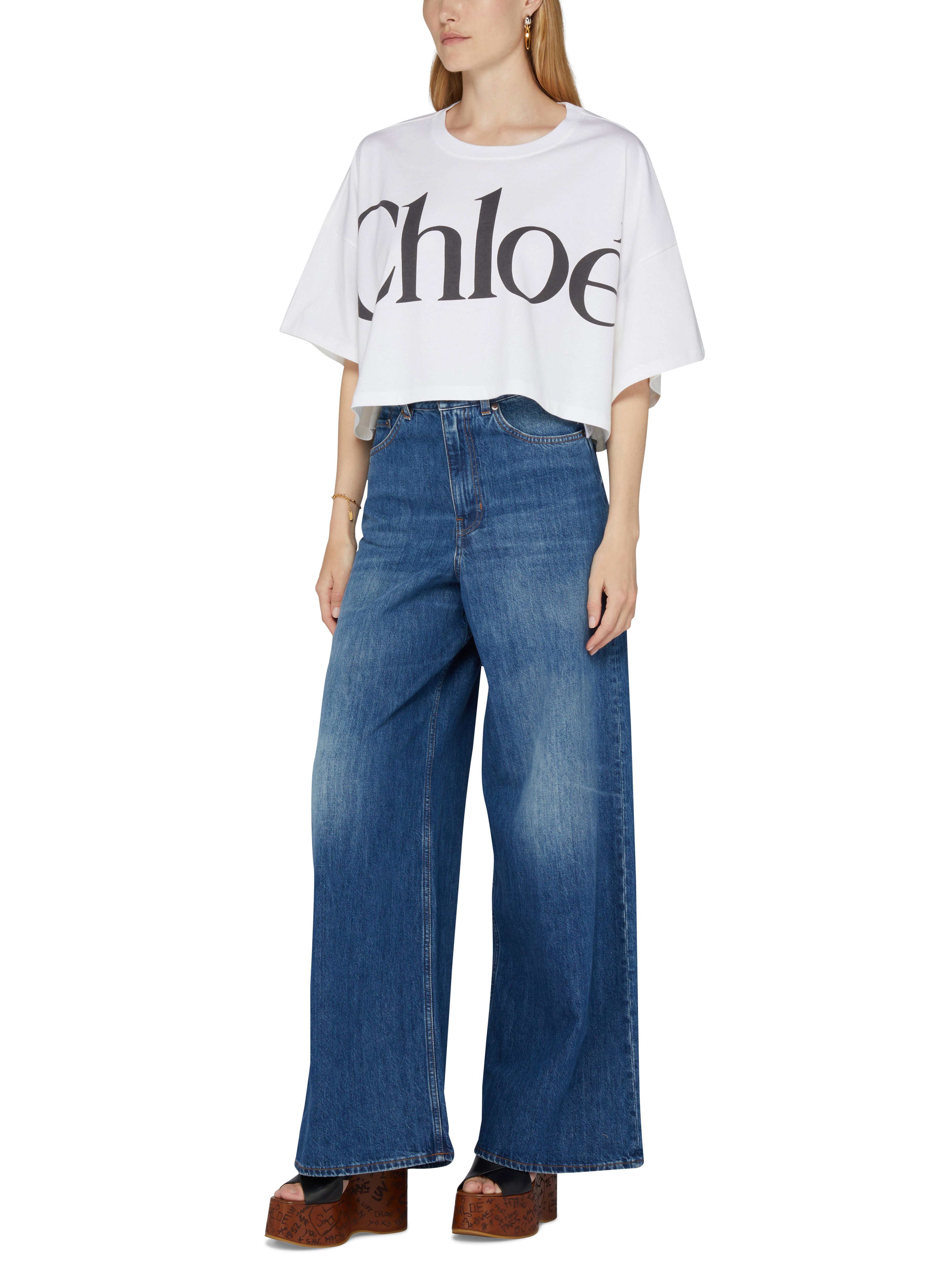Short straight cotton t-shirt with logo thumbnail 6