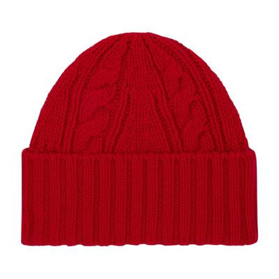 Bompard Cashmere Cable Knit Beanie In Red