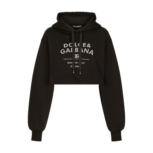 Dolce & Gabbana Logo-print Cotton-blend Hoodie In Black