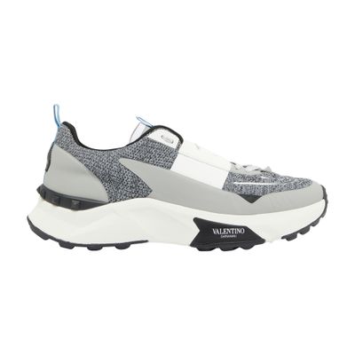 Valentino Garavani True Act Low Top Trainer In Mesh And Rubberised Fabric In Grey