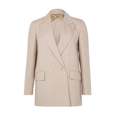 Max Mara Double-breasted Wool Blend Blazer In Neutral