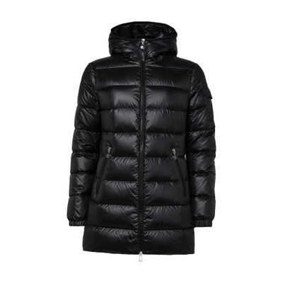 Moncler Courcelles Glossed Shell Parka Coat In Black