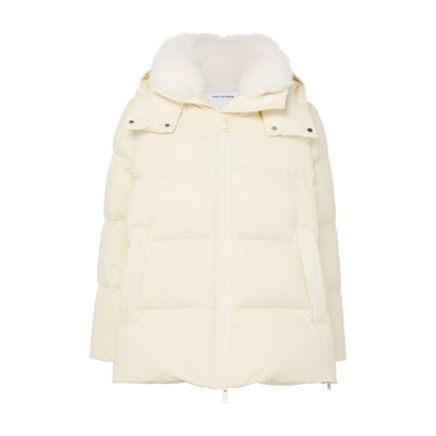 Yves Salomon Hooded Puffer Jacket With A Mink Fur Collar In Yellow