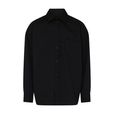 Bottega Veneta Wool Broadcloth Shirt In Black