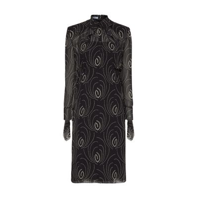 Shop Prada Midi Dress In Black