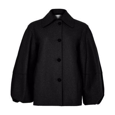 Harris Wharf London Puff-sleeved Jacket In Pressed Wool In Black