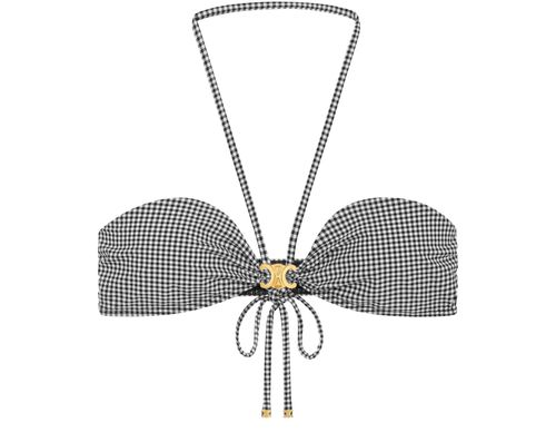 CELINE Triomphe balconette top in vichy jersey