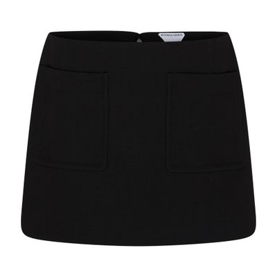 Shop Bottega Veneta Wool Mini Skirt In Black