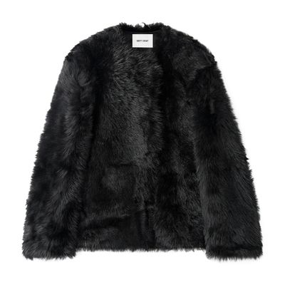 Soft Goat Short Fur Jacket In Black