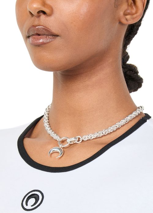 MARINE SERRE Moon silver plated braided necklace