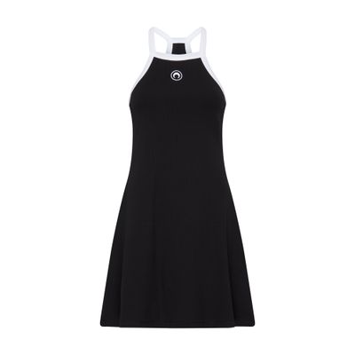 Marine Serre Crescent Moon-embroidered Mini Dress In Black