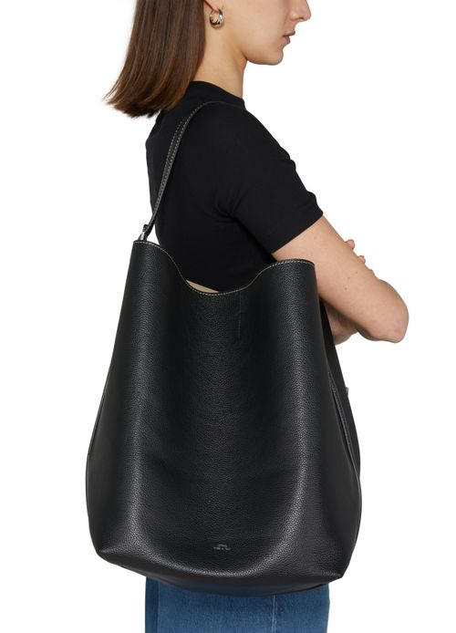TOTEME Belted grained-leather tote black