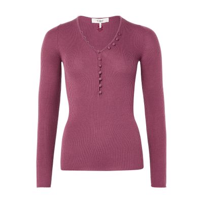 Chloé Chloe Ribbed-knit Wool Top In Pink