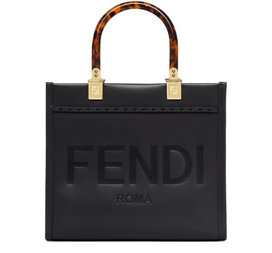 Fendi Sunshine Small Leather Tote in Gray