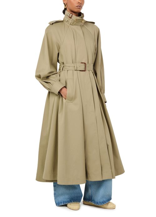 CHLOE Langer Trenchcoat mit Stehkragen aus Baumwoll-Gabardine