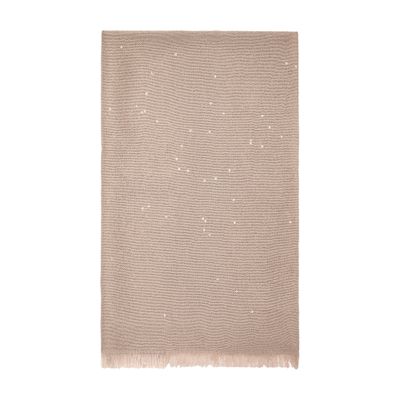 Brunello Cucinelli Cashmere And Silk Diamond Yarn Scarf In Brown