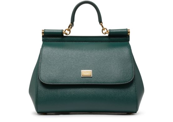 Sicily Small Leather Shoulder Bag in Green - Dolce Gabbana