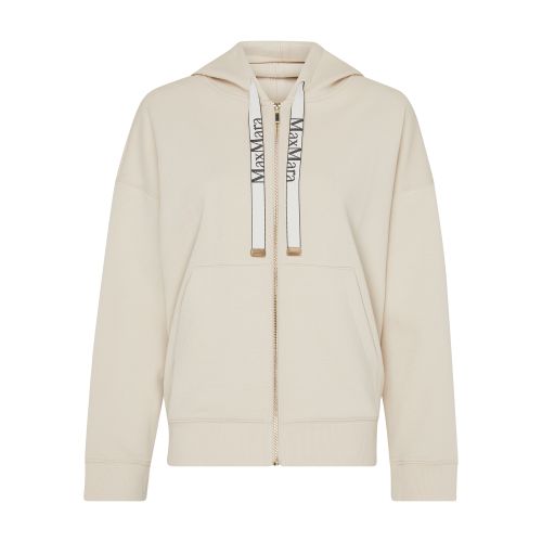 's Max Mara Pecos Jersey Zip Up Hooded Sweatshirt In Bianco
