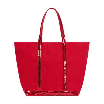 Vanessa Bruno Canvas L Cabas Tote Bag In Vermillon