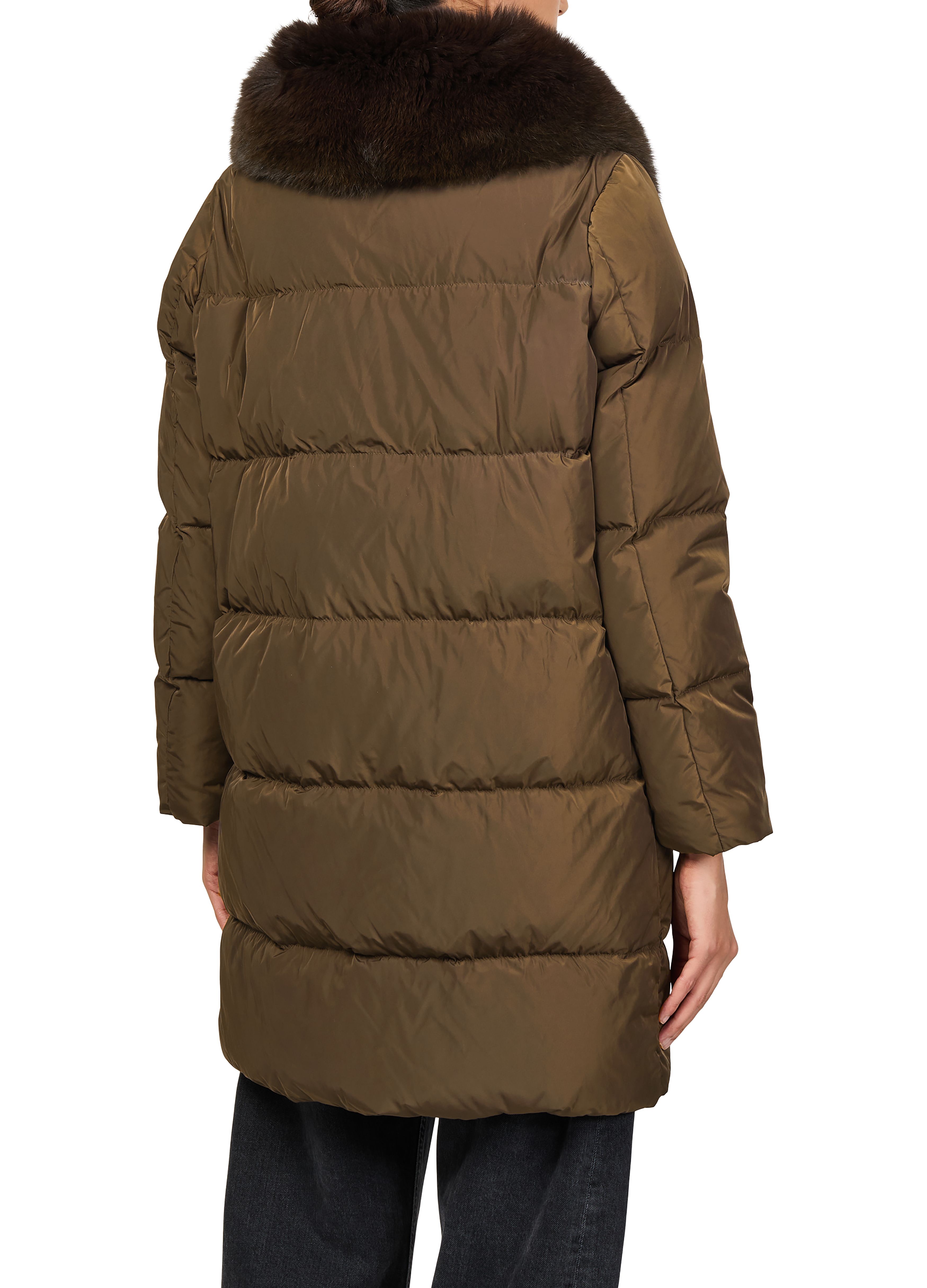 Puffer jacket with a fox fur collar thumbnail 5