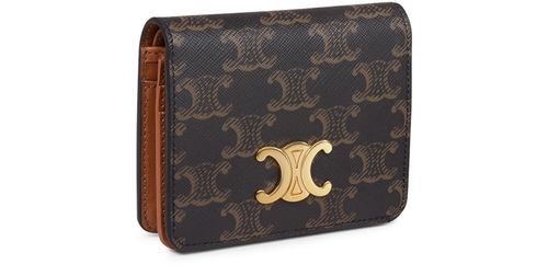 CELINE Triomphe compact wallet in Triomphe canvas