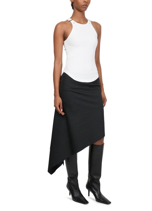 COURREGES Asymmetrical pinstripes skirt