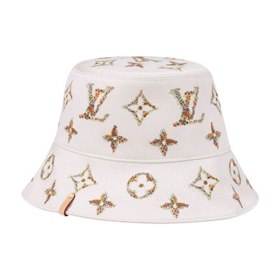 Louis Vuitton Monogram Flowers Bucket Hat In White