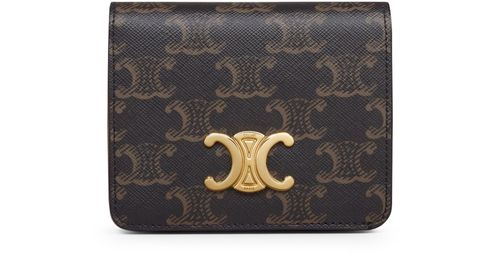 CELINE Triomphe compact wallet in Triomphe canvas