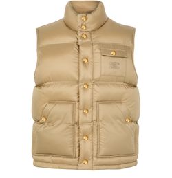 CELINE クリーム フード付きロングダウンベスト