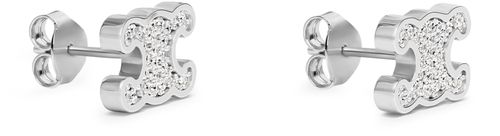 CELINE Triomphe rhinestone studs in strass and brass with rhodium finish