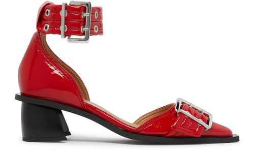 GANNI Naplack buckle open cut pumps