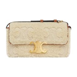Women s Shoulder bag claude in shearling with Triomphe embroideries CELINE 24S