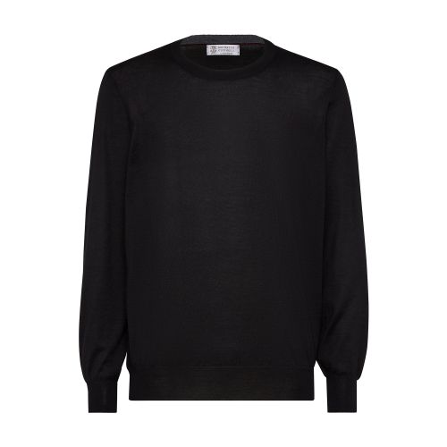 Brunello Cucinelli Long-sleeved Cashmere Polo In Noir