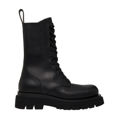 Bottega Veneta Lug Lace-up Boot Military Calf In Black