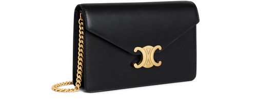 CELINE Wallet on chain Triomphe in shiny calfskin