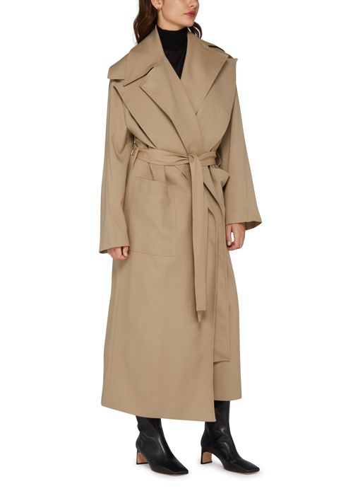ROHE Belted trench coat with double collar