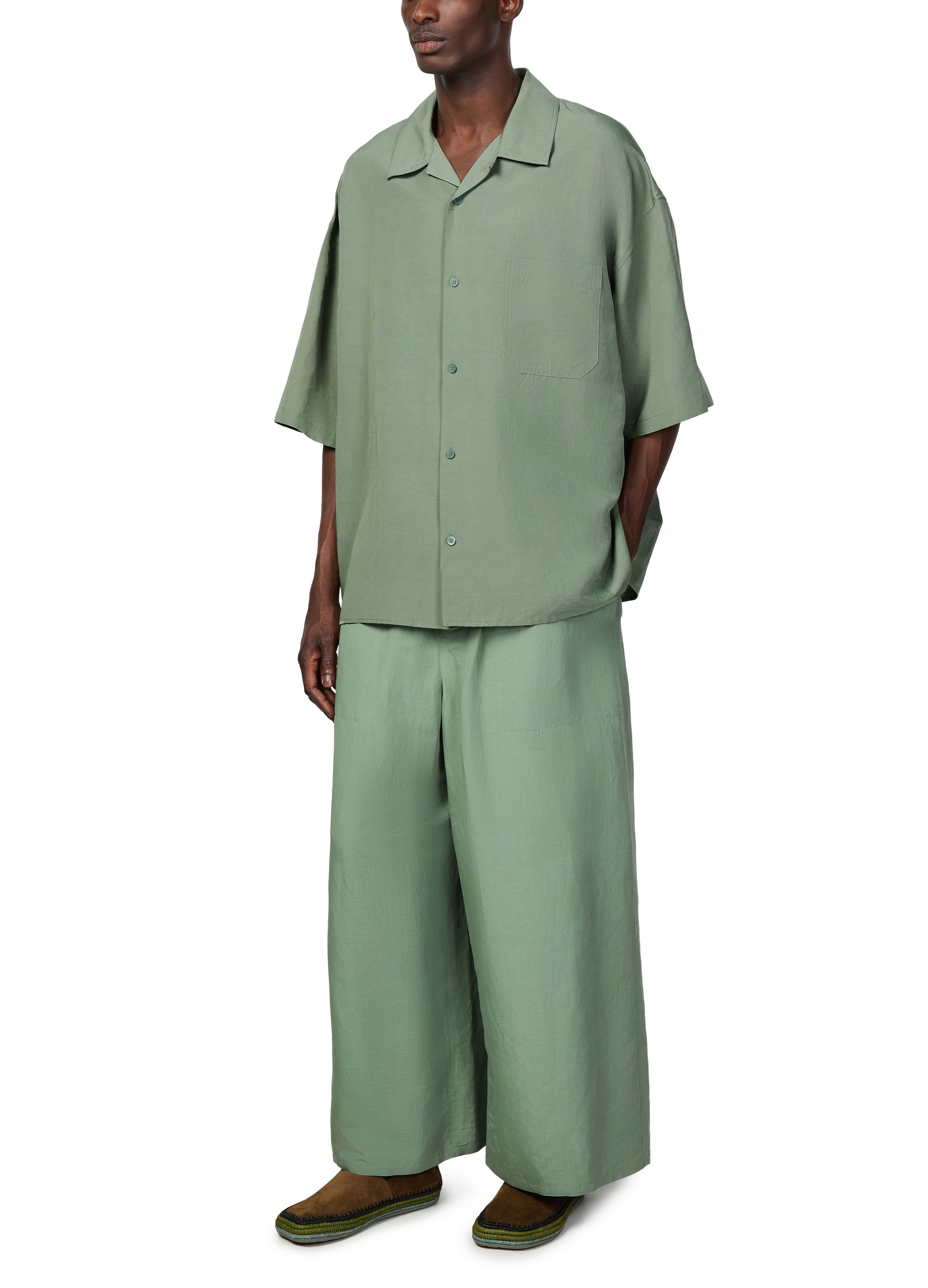 Short-sleeved linen and viscose shirt thumbnail 6