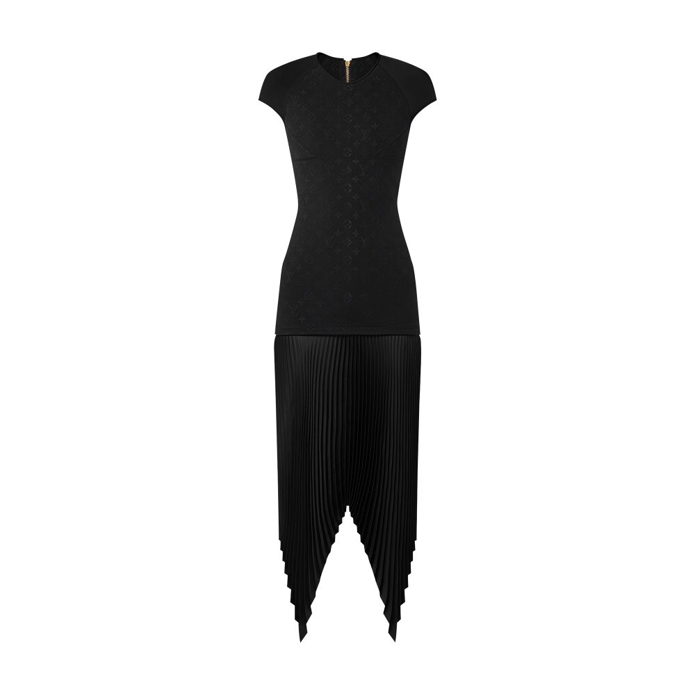 Embossed Monogram Pleated Dress thumbnail 5