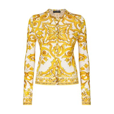 Dolce & Gabbana Majolica Print Cardigan In Multicolor