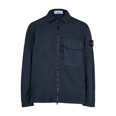 Stone Island Zipped Shirt In Blue