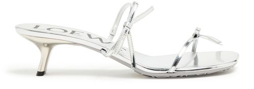 LOEWE Petal bow metallic leather sandals