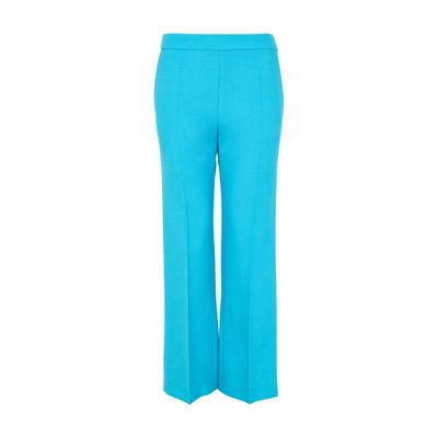 Chloé Lower Impact Wool Crepe Straight-leg Ankle Pants In Blue