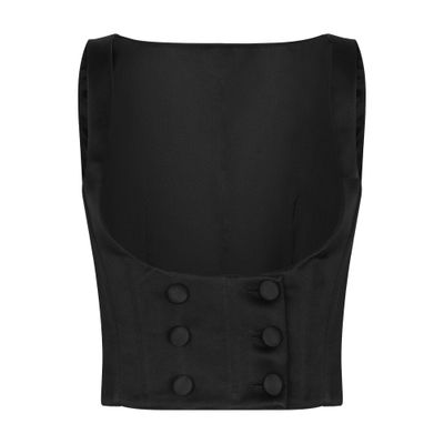 Dolce & Gabbana Double-breasted Duchess Silk Tuxedo Waistcoat In Black