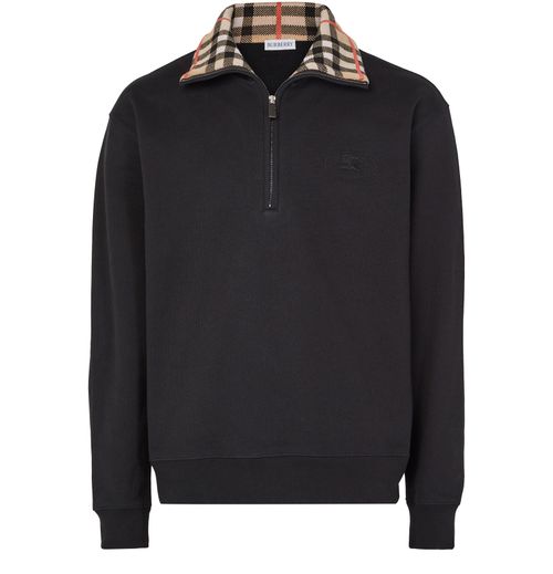 BURBERRY Check long-sleeved cotton polo shirt