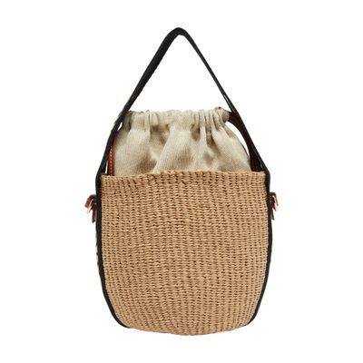 Shop Chloé Small Woody Basket In Black_beige_1