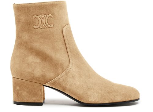 CELINE Boots zipped Triomphe in suede calfskin