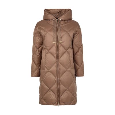 Max Mara Down Jacket In Iridescent Water-repellent Fabric In Brown