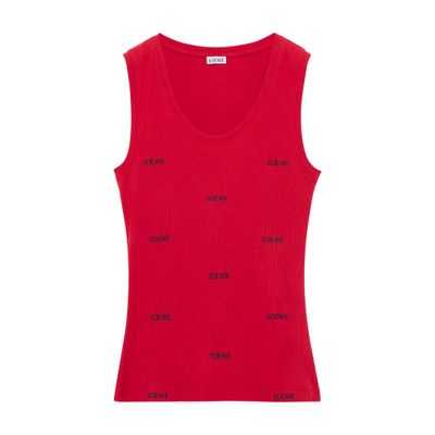 Loewe Logo Tank Top In Cotton And Elastane In Red